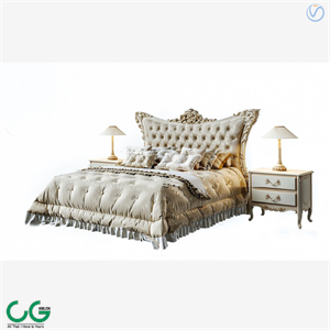 American flannel light luxury double bed 3d model